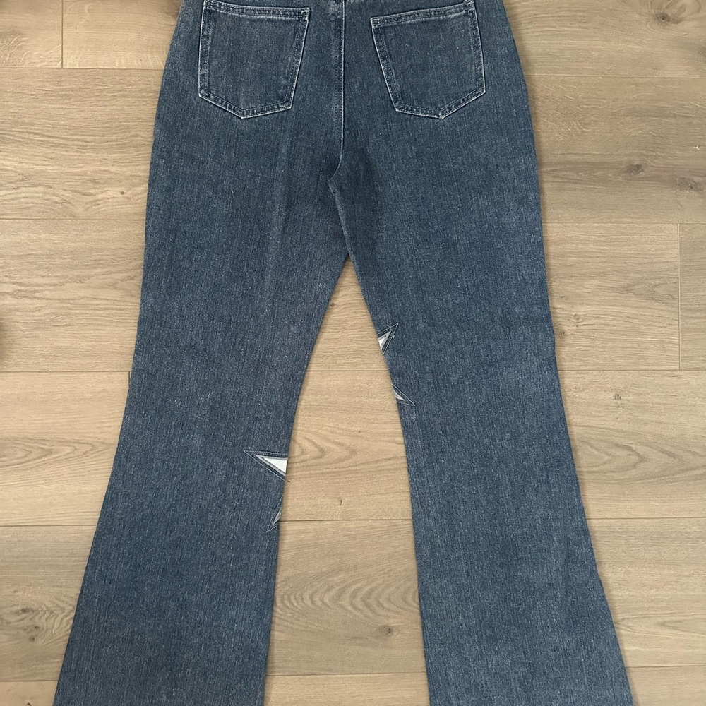 NWT Nasty gal Denim Star Insert Flare Jean - Picture 7 of 10